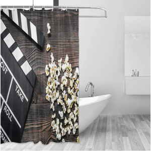 ALAZA Movie Clapboard on The Wooden Retro Home Decor Polyester Bathroom Shower Curtain Set with Hooks 60W X 72L Inches